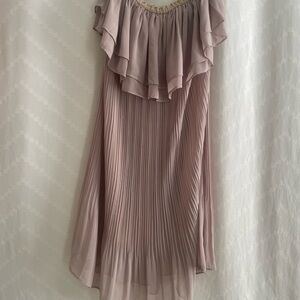 Willy Jay's Tan Off-Shoulder Dress